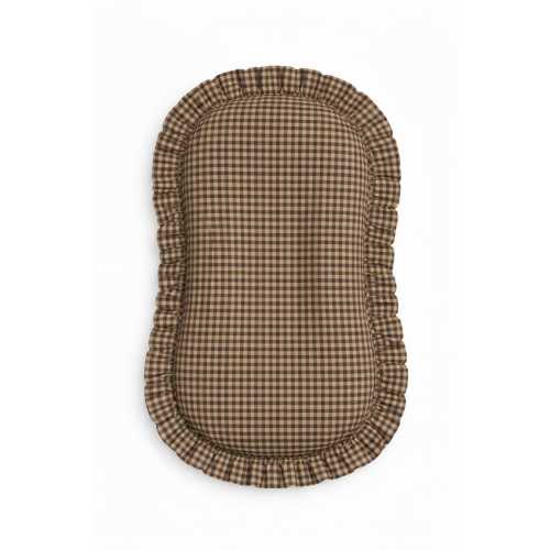 Brown Beige Gingham Ruffle Zipper Lounger Cover -Neutral Soft Louger Cover - Baby Lounger Cover 100% Cotton Fabric - Washable lounger cover