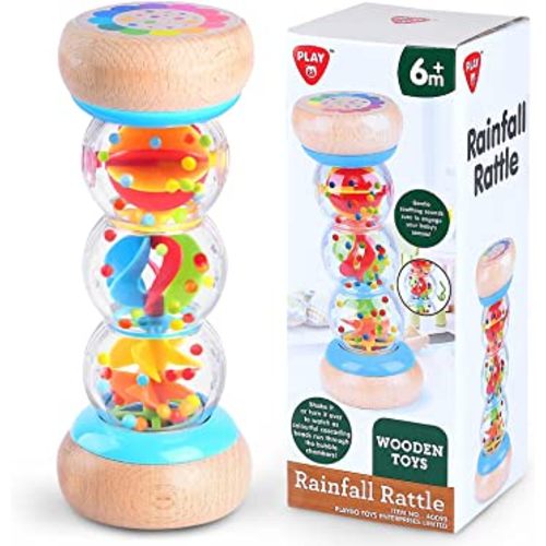 Rainmaker - 7 inch Wooden Rain Stick Montessori Toys for Babies 6-12 Months,Baby Rattle Shaker Sensory Developmental Toy,Raindrops Musical Instrument baby musical toys for 1 year old toddler kids