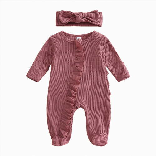 Ccpelsie Baby Girl Clothes Infant Newborn Onesie Clothes for Baby Girls Long Sleeve Outfit(Wine,Newborn)