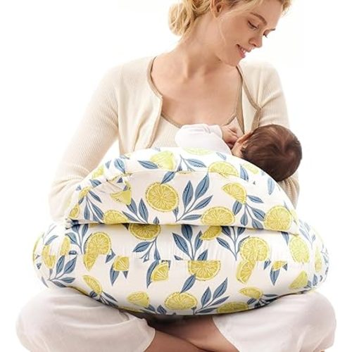 Momcozy Pioneering Safety Fence Nursing Pillow for Breastfeeding- Wider Feeding Pillows for More Support for Mom & Baby- Easier Nursing & Hand Free- Fit for All, Removable Cotton Cover