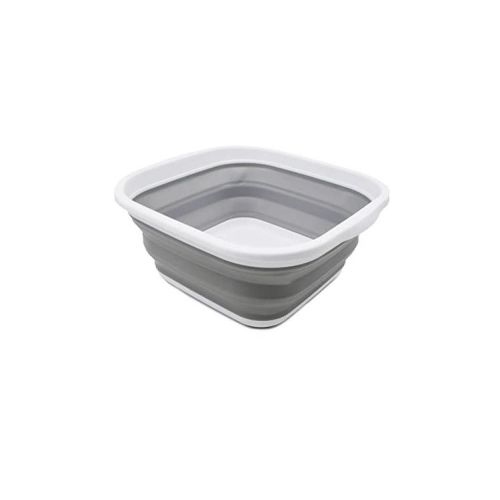 SAMMART 5.5L (1.4 Gallons) Collapsible Tub - Foldable Dish Tub, White/Grey