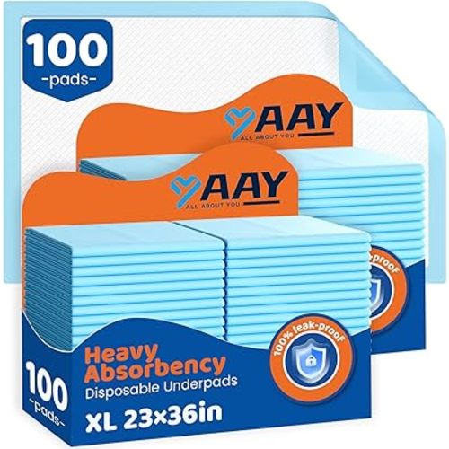 100 Count Disposable Beds Pads 23"x36",Premium Adults Incontinence Chucks Underpads,Super Absorbent Waterproof Pee Pads,Extra Large Puppy Training Pad,Baby Changing Pad