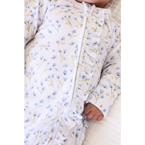 Blake's Blooms Bamboo Waffle Zipper Ruffle One-Piece Footie | Caden Lane