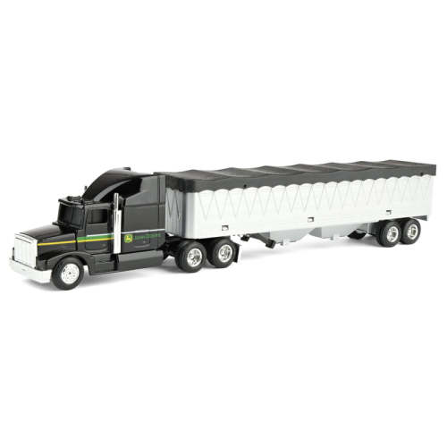 1/64 John Deere Black Semi Truck with Grain Trailer, ERTL Replica Play