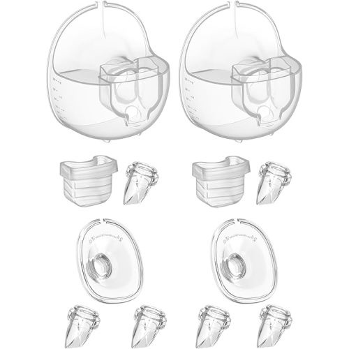 Breast Pump Parts Flange Shield 24mm Duckbill Valve Silicone Diaphragm Milk Collector Cup Set Overall Accessories Wearable Portable Compatible with MOMMED Mumgaroo MISSAA Bioby S18 S21, 2 Packs 12 Pcs