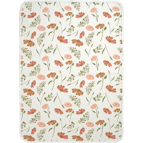 haakaa Waterproof Changing Pad Liners, 100% Cotton, Soft & Breathable (1pc, 19.5" x 27.5" Velvet Bloom)