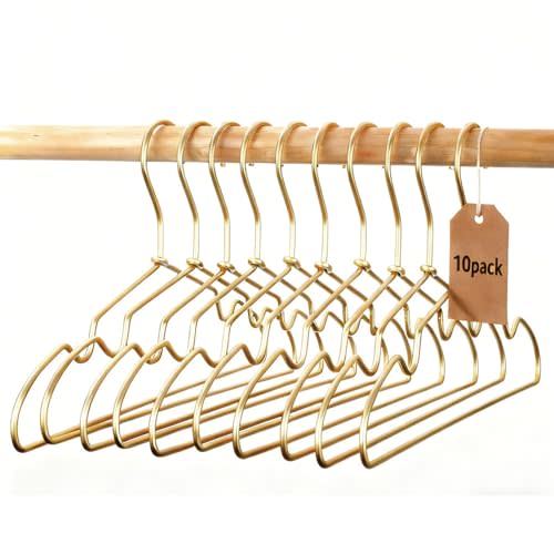 12.6" Matte Gold Metal Kids Baby Hangers, 10Pack, Non Slip, Suit for Coated Wire Children Clothes Hangers, Closet Storage,Retail Display Space Saving for Toddler Coats Infant Hangers