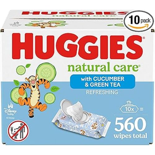Huggies Natural Care Refreshing Baby Wipes, Hypoallergenic, Scented, 10 Flip-Top Packs (560 Wipes Total), Packaging May Vary