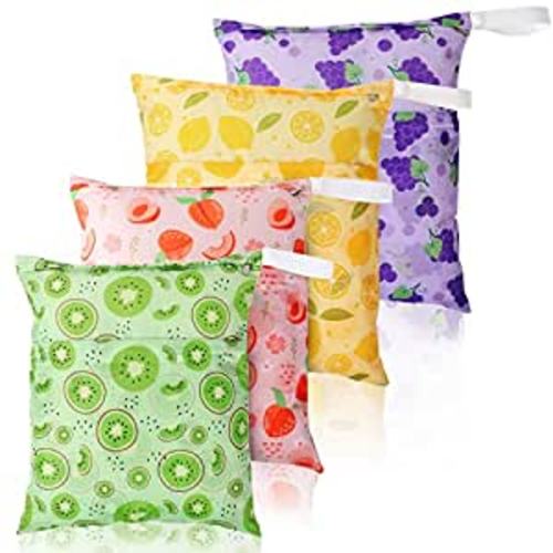 Amazon.com : 4 Pieces Waterproof Wet Bag Reusable Washable Wet Dry Bag Sealed Wet Diaper Bag with Handle for Travel, Beach, Wet Swimwear, Diapers, Dirty Gym Clothes and Toiletries, 12 x 14 Inch (Fruit) : Baby