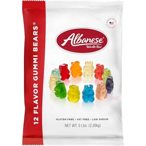 Albanese World's Best 12 Flavor Gummi Bears | 5lbs of Fruit Bulk Candy