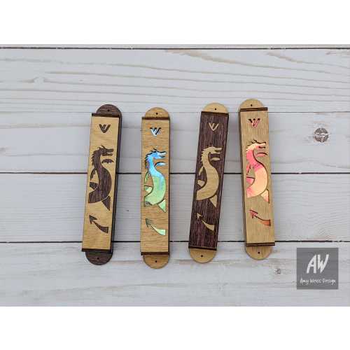 Blue Dragon Mezuzah - 1 inch wide