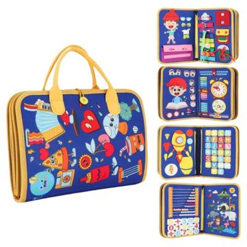 Etokfoks Montessori Busy Book 12 in 1 Toddler Learning Activities Fine Motor Skills Sensory Travel Toy for Kids Ages 2 to 4 1 Piece
