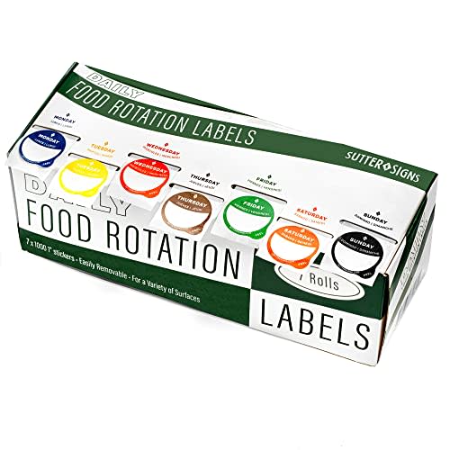 Day Dots Food Labels | 1" Date Dot Stickers for Food Containers, 7000 Labels with Dispenser Box