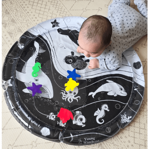 Young Wonderer Under the Sea Sensory Water Mat: Black & White