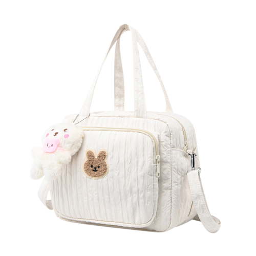GASTROPOD White Baby Diaper Bag Tote, Multifunctional Mommy Crossbody Nappy Bag, Lightweight Nylon Travel Organizer for Hospital and Daily Outings