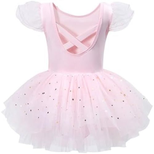 Tutu.kk Toddler Ballet Leotard Ruffle Sleeve Sequin Tulle Tutu Dress Ballerina Outfits for Girls Birthday Holiday