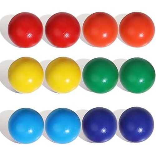 Wooden Rainbow Ball 12 Pcs Montessori Balls Toy 1.8 Inch Wooden Replacement Ball Educational Counting Toys Preschool Learning Material for Montessori