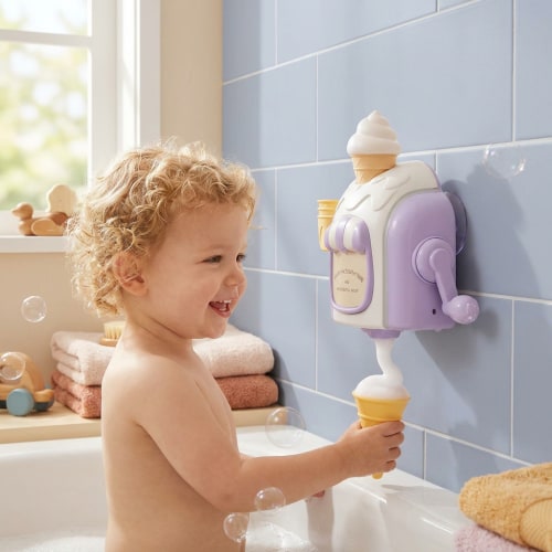 Ice Cream Machine Baby Bath Toy with Bubble Maker