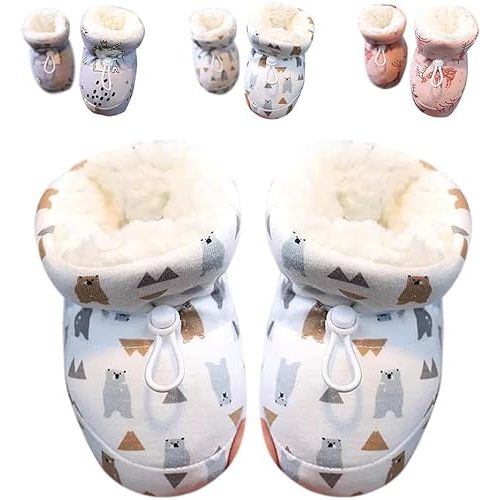 Pousbo Warm Fur Baby Boots, 2024 New Warm Cozy Fleece Baby Booties, Winter Snow Anti-Slip Soft Sole Warm Sock Shoes