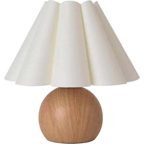 Cute Small Table Lamp, Modern Bedside Nightstand Lamp with Fabric Lampshade, Metal Base for Bedroom Home Office Decor (Without Buld)