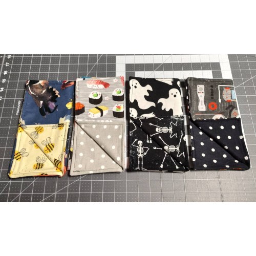 Flannel Burp Cloths Chickens and Bees, Sushi Rolls, Ghosts and Skeletons, Video Game Controllers