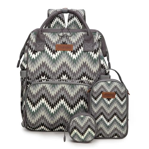 Montana West Wrangler Callie Diaper Bag Backpack with Pacifier Case, Crossbody Bottle Bag and Stroller Straps Western Pattern Multifunction Baby Travel Bag Set WG2216-9110BK