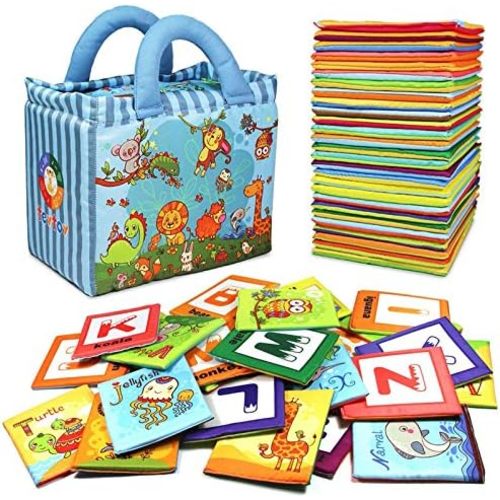 TEYTOY Baby Toy Zoo Series 26pcs Soft Alphabet Cards with Cloth Bag for Over 0 Years