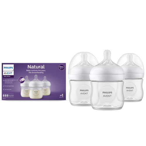 Philips Avent Natural Baby Bottle with Natural Response Nipple, Clear, 4oz, 3pk, SCY900/93