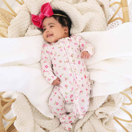 Bamboo Waffle Zipper Footies | Printed