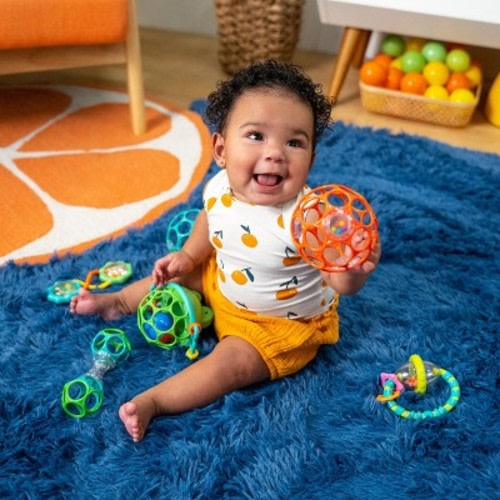 Bright Starts Little Shakers 6pc Gift Set Baby Rattles and Teethers: BPA-Free, Fine Motor Skills Development