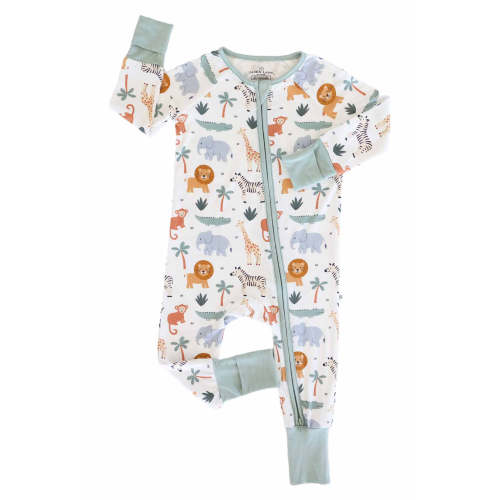 Safari Snuggles Convertible Zip Romper, 3-6M
