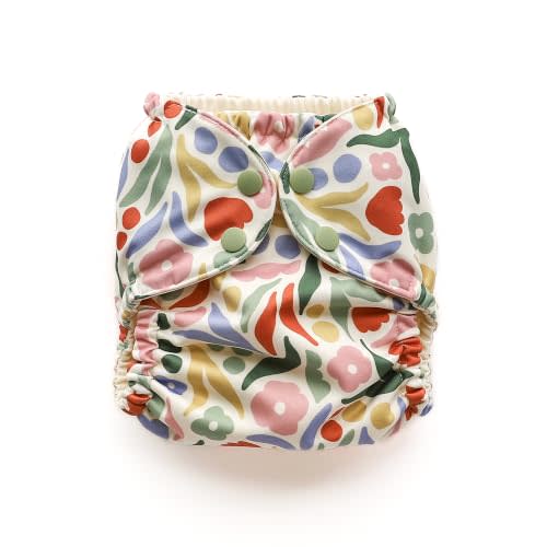 Esembly Cloth Diaper Cover, Jurassic Garden, Size 1 (7-17lbs) | Reusable, Waterproof, Breathable and Adjustable Outer Layer Over Absorbent Inner, Blowout Protection and Reusbale Swim Diaper