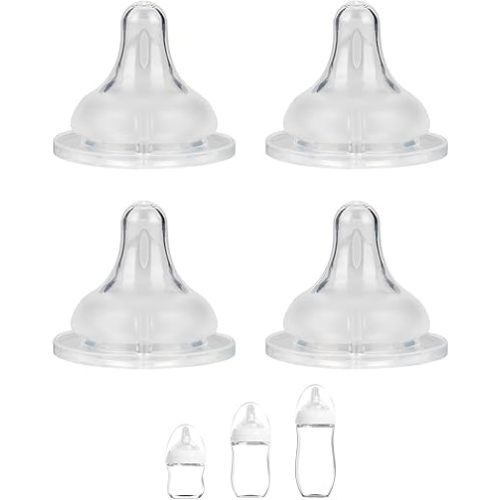 Silicone Nipple for Gulicola Natural Glass Bottle, Medium Flow Nipple Level 2, 3 m+, 4 Count