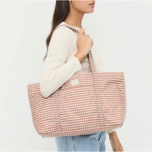 Mira Brown Gingham Everyday Tote | Totes | Handbags