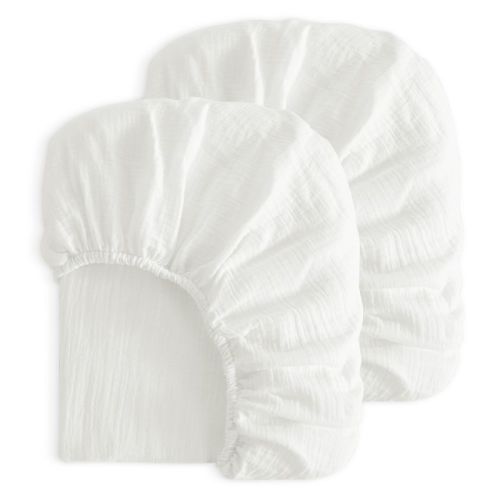 2 Pack Cotton Crib Sheets, Double-Layer Soft Fitted Sheets for Crib & Toddler Mattresses - NTBAY