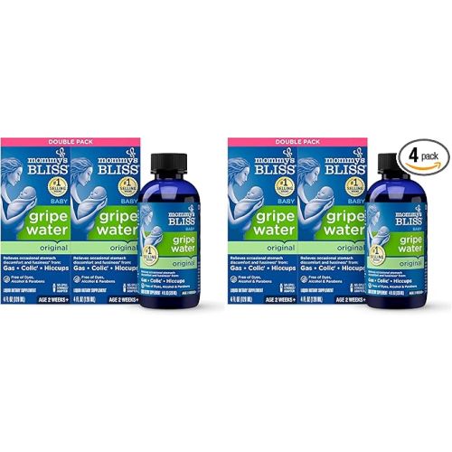 Mommy's Bliss Original Gripe Water, Gas and Colic Relief, Gentle and Safe, Made for Infants, 2 Weeks+, 8 Fl Oz (2 Bottles) (Pack of 2)
