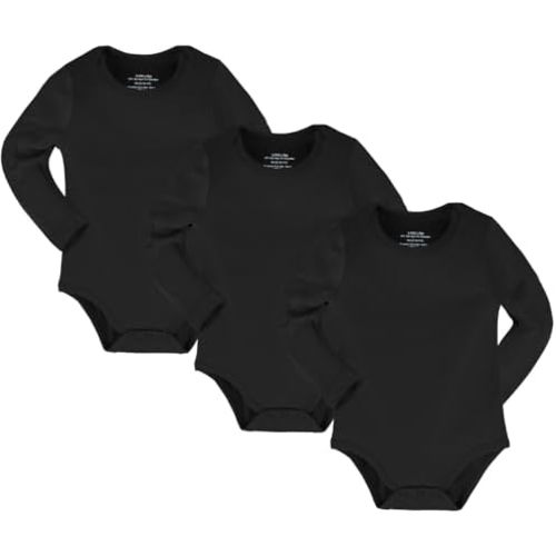 NMK Baby Bodysuits 3-Pack，Soft Rib-Knit Short and Long Sleeve Onesie，Unisex for Newborns 0-12 Months - Solid Color Set