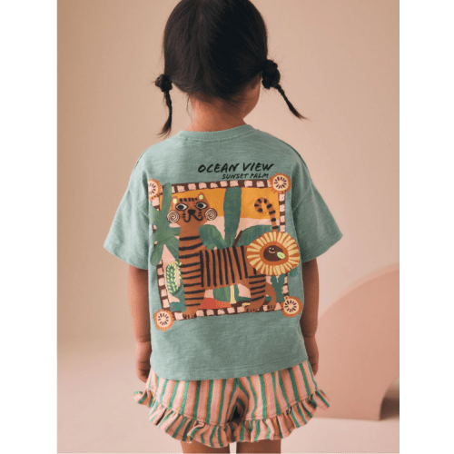 Green Tiger Short Sleeve T-Shirt and Shorts Set (3mths-7yrs)
