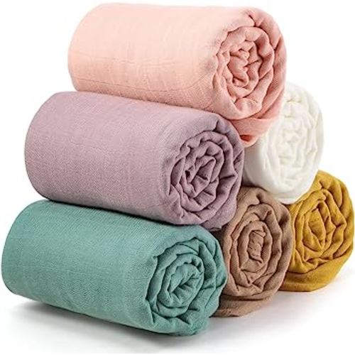 47 x 47 Inches Muslin Swaddle Blankets Cotton Newborn Receiving Blankets Breathable Colorful Baby Swaddle Soft Baby Registry Essentials Gift for Unisex Boy Girl(Bright Colors)
