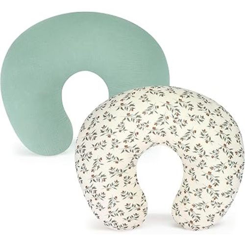 Accmor 2 Pack Muslin Nursing Pillow Covers, 100% Cotton Soft Nursing Covers for Breastfeeding Pillows, Slipcover for Baby Girls Boys Newborn