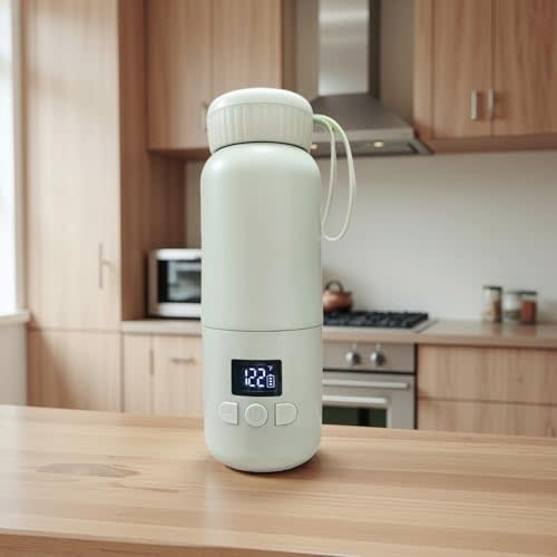 Portable Bottle Warmer for Travel, 11 Ounces Portable Baby Bottle Warmer with Fast Heating & Long Battery Life, Adjustable Temp & Keep Warm for Water and Milk, Meets One-Day Feeding Needs (Green)