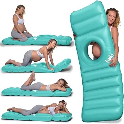 HOLO The Original Inflatable Pregnancy Pillow with Hole for Stomach Sleeping - Full Body Maternity Support for Pregnant Belly, Back, HIPS - Relax, Yoga, Babymoon, SPD - Pregnancy Must Have (Mint)