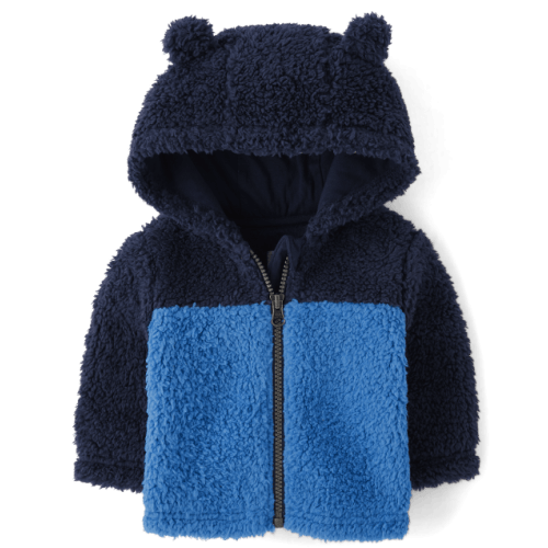 Baby Boys Colorblock Bear Sherpa Cozy Jacket - Multi