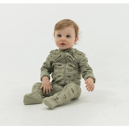 Baby Zip Up - Flying Ducks Green – BURLEBO