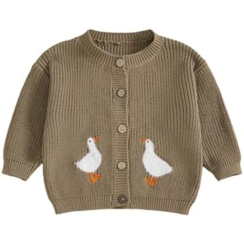 Baby Girl Cardigan Sweater Toddler Goose Embroidered Button Down Knit Sweaters Fall Winter Knitwear Jacket Clothes