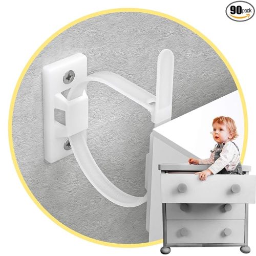 4our Kiddies Furniture Straps (10 Pack) Baby Proofing Anti Tip Furniture Anchors Kit, Cabinet Wall Anchors Protect Toddlers from Falling Furniture, Adjustable Child Safety Straps Earthquake Resistant