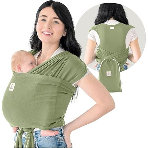 KeaBabies Baby Wrap Carrier Ring Sling - Easy to Wear, Adjustable D-Lite Baby Carrier Newborn to Toddler, Infant Carrying Shirt, Hands Free Bonding, Breathable Fabric Wearing Wrap (Dusty Olive)