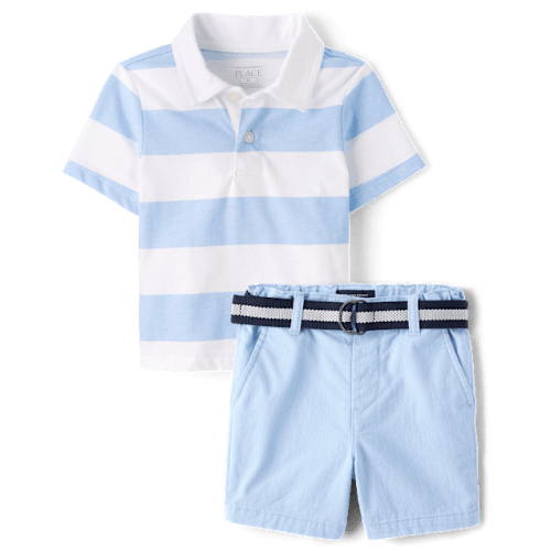Baby And Toddler Boys Striped 2-Piece Outfit Set - Blue - 9-12 mo