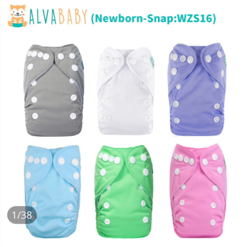 6-Pack Newborn Cloth Diapers with 6 Microfiber Inserts for Infants & Toddlers