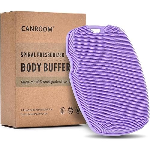 Silicone Body Scrubber - Anti Zinc Infused-Highly Elastic Bristles Exfoliating Body Scrubber for Shower Body,Cellulite Reduction,Blood Circulation - Purple